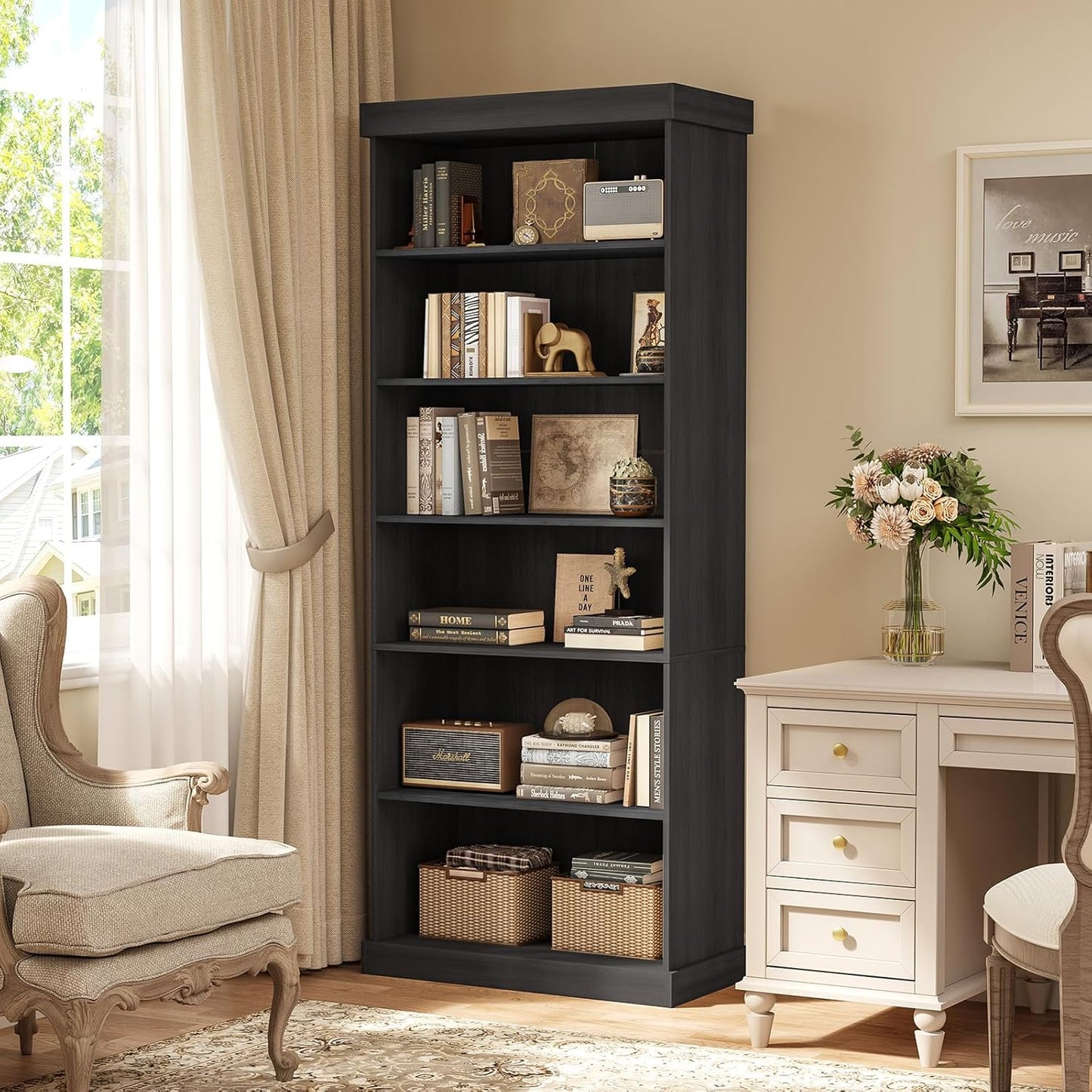 🌟 Modern Farmhouse Bookcase | Adjustable Shelves | Perfect for Books & Decor 🏡📖